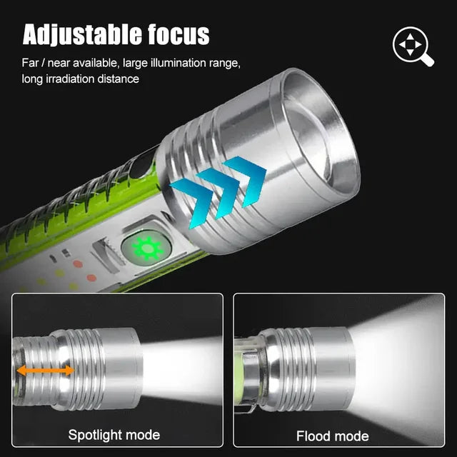 Multifunctional Zoom Flashlight 520A | Rechargeable LED Torch with USB Charging