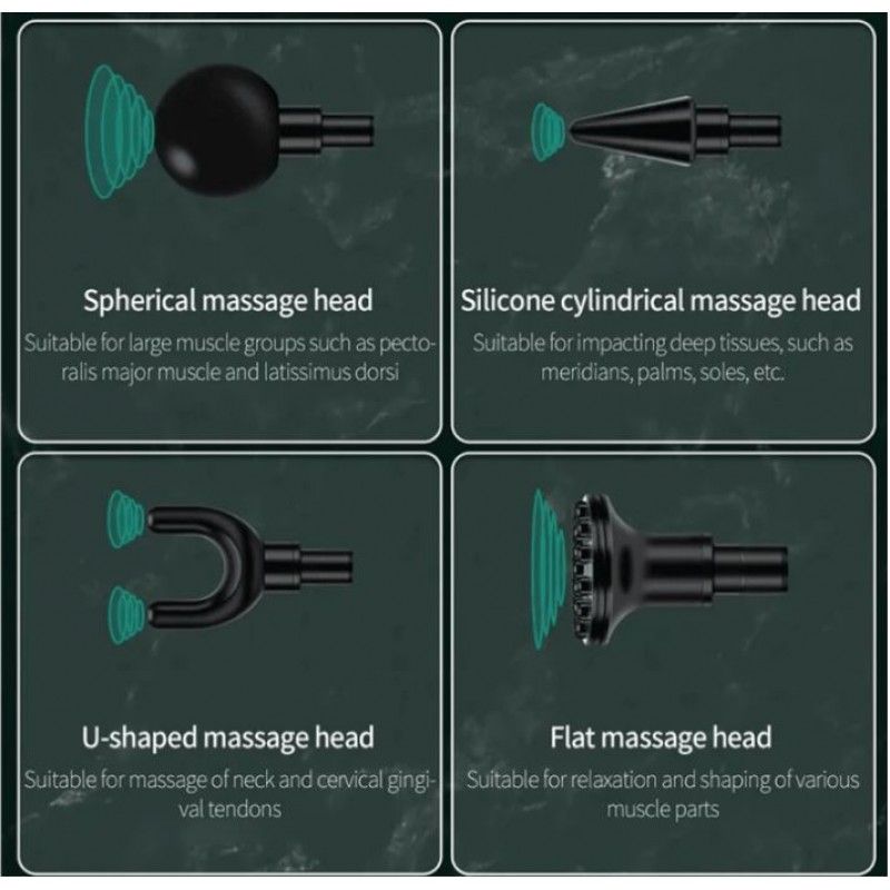 Deep Tissue Massage Gun with 2200mAh Battery & 4 Massage Heads