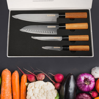 4Pcs Japanese Zillinger Knife Set - close up