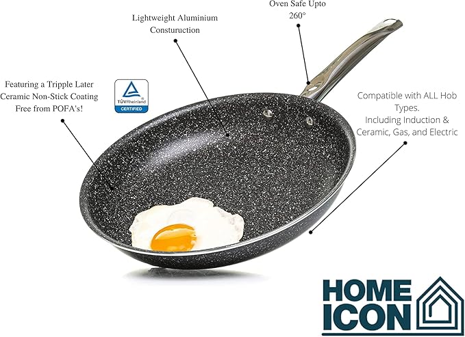 Uakeen 24, 26 & 28CM Granite Frying Pan