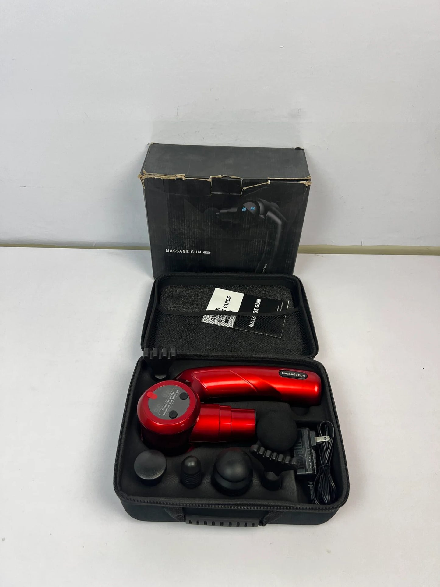 Folding Massager Gun LE8 – Compact Design with Digital Display & 6 Massage Heads