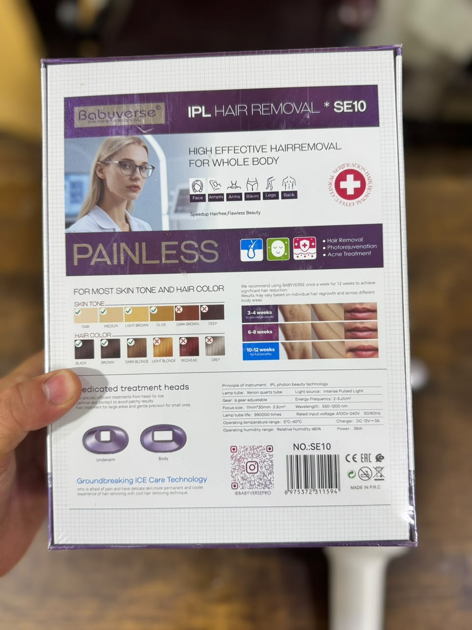 Babyverse Professional IPL Hair Removal Device - top view