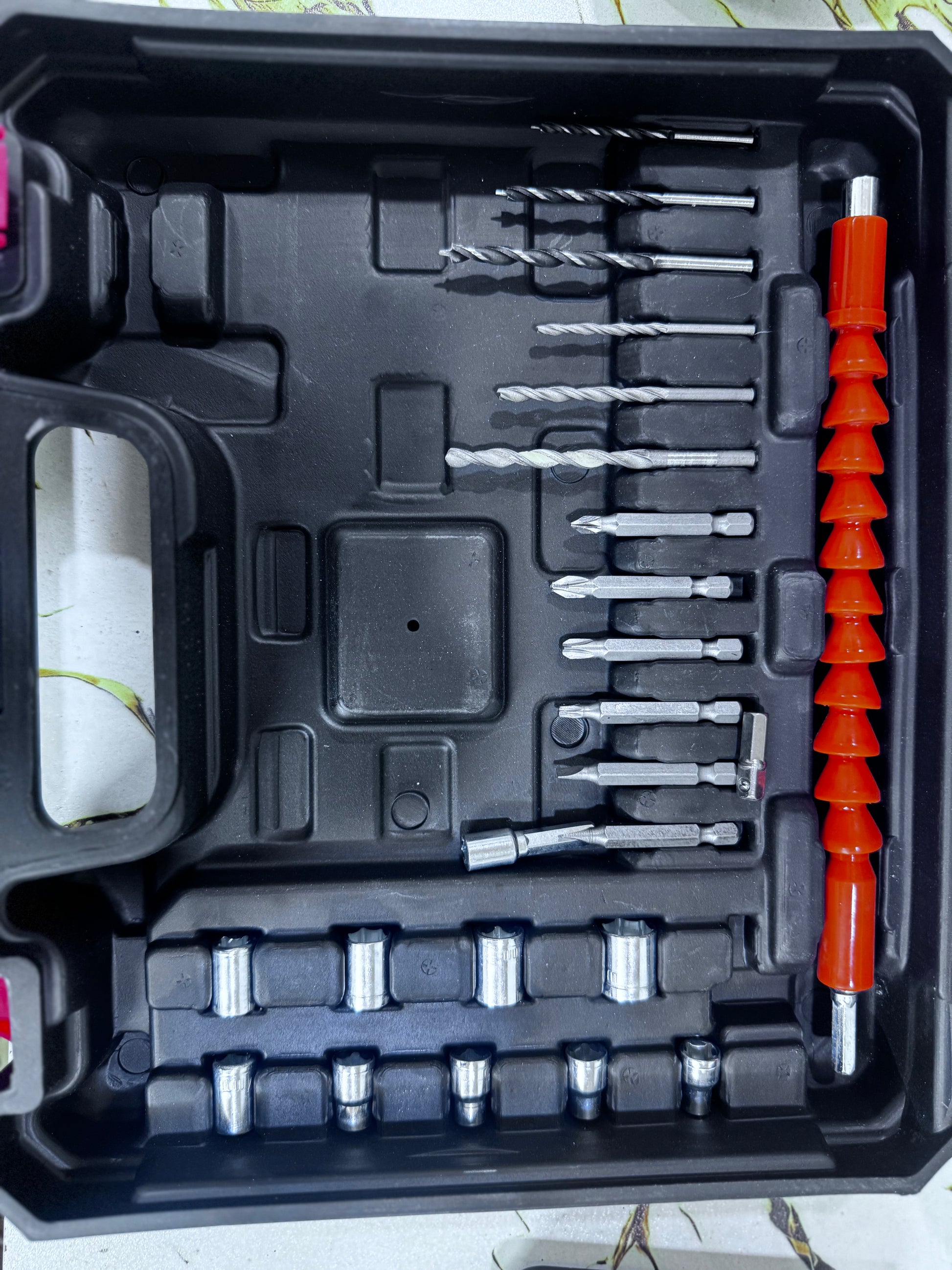 Cordless Drill Machine Kit 2 Batteries - top view