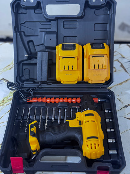Cordless Drill Machine Kit 2 Batteries - in use