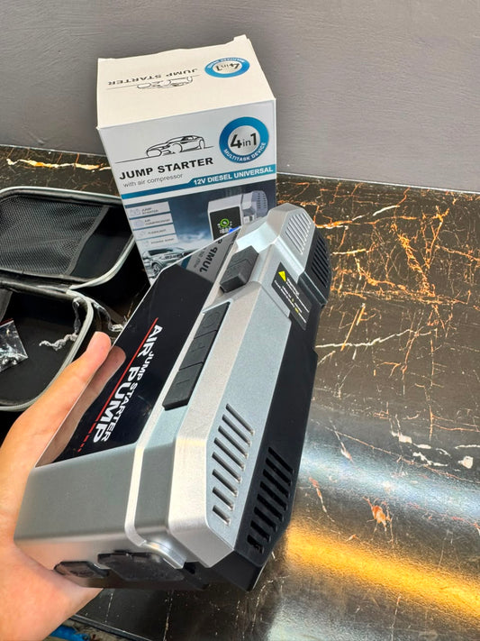 Jump Starter 4-in-1 with Air Compressor 12V - side view
