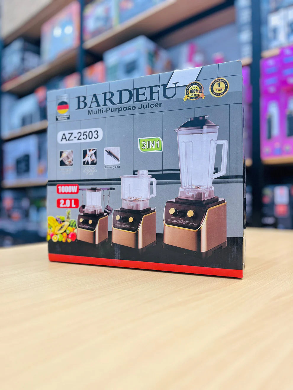 BARDEFU 3-in-1 Multi-Purpose Juicer Blender Grinder – 1000W Powerful Motor, 2.0L Capacity, High-Speed Kitchen Machine